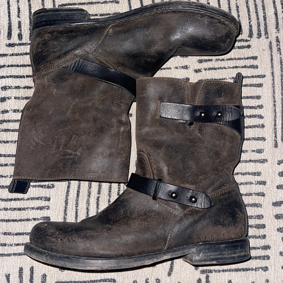 rag & bone waxed calfskin moto boots size 9 39 - Picture 4 of 11